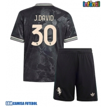 Camisa de Futebol Juventus Jonathan David #30 Equipamento Alternativo Infantil 2025-26 Manga Curta (+ Calças curtas)